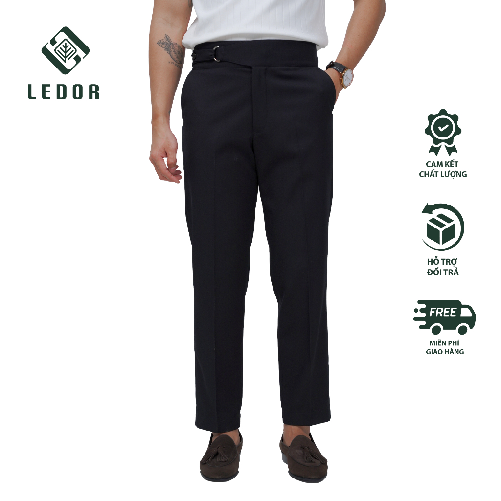 Quần Tây Âu Nam cạp cao LEDOR Sidetab D Form Regular Fit