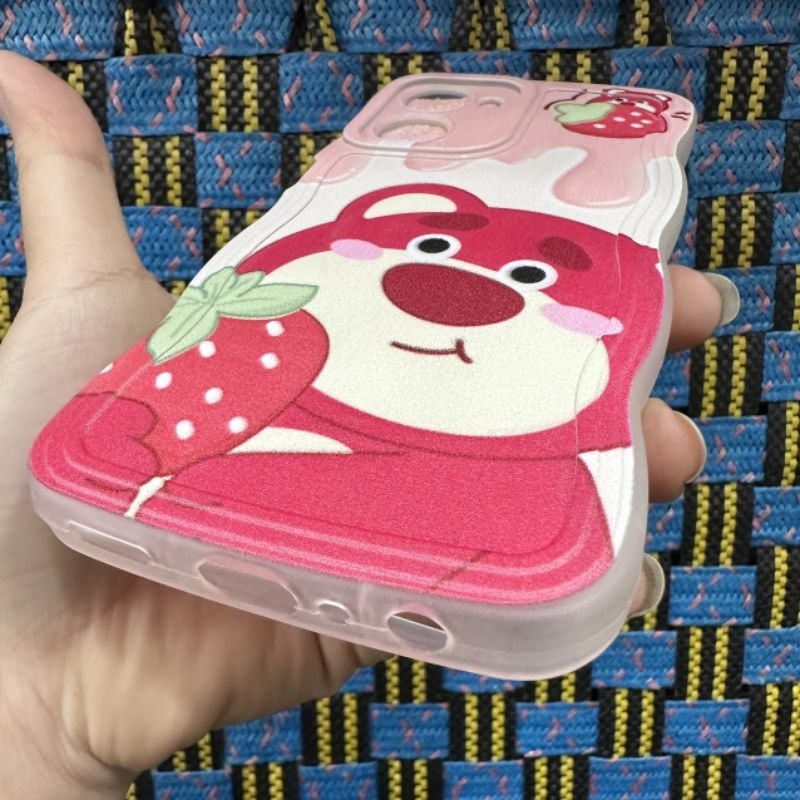 Case ốp lưng Realme 10 dẻo gấu dâu lotso siêu dễ thương viền lượn sóng bảo vệ camera