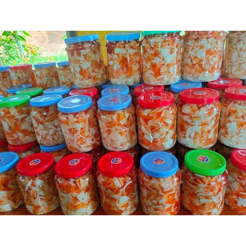 Hũ 1kg Măng tre ngâm chua ngọt tỏi ớt, ăn kèm bún, phở…
