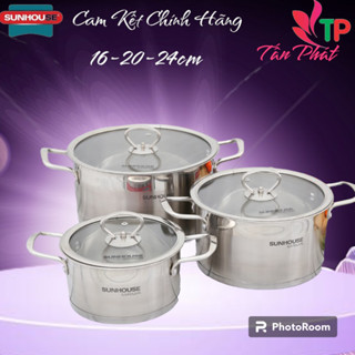 Bộ nồi inox 5 đáy SUNHOUSE sh784 ( 3 NỒI)  SHg669 (1 QUÁNH 2 NỒI), SHG798 (3 NỒI + 1 CHẢO)