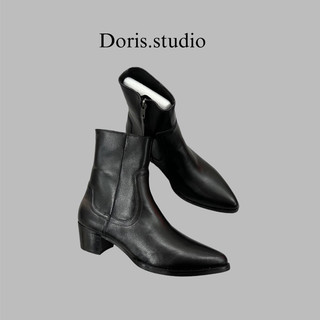 Giày Zip Lukas Boot mũi nhọn da bò đế phíp gỗ