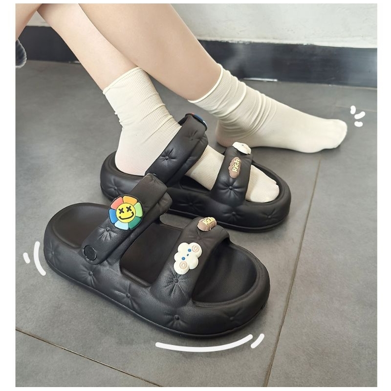 Dép quai hậu bông tuyết xixitiao kèm sticker dễ thương đế cao 3cm