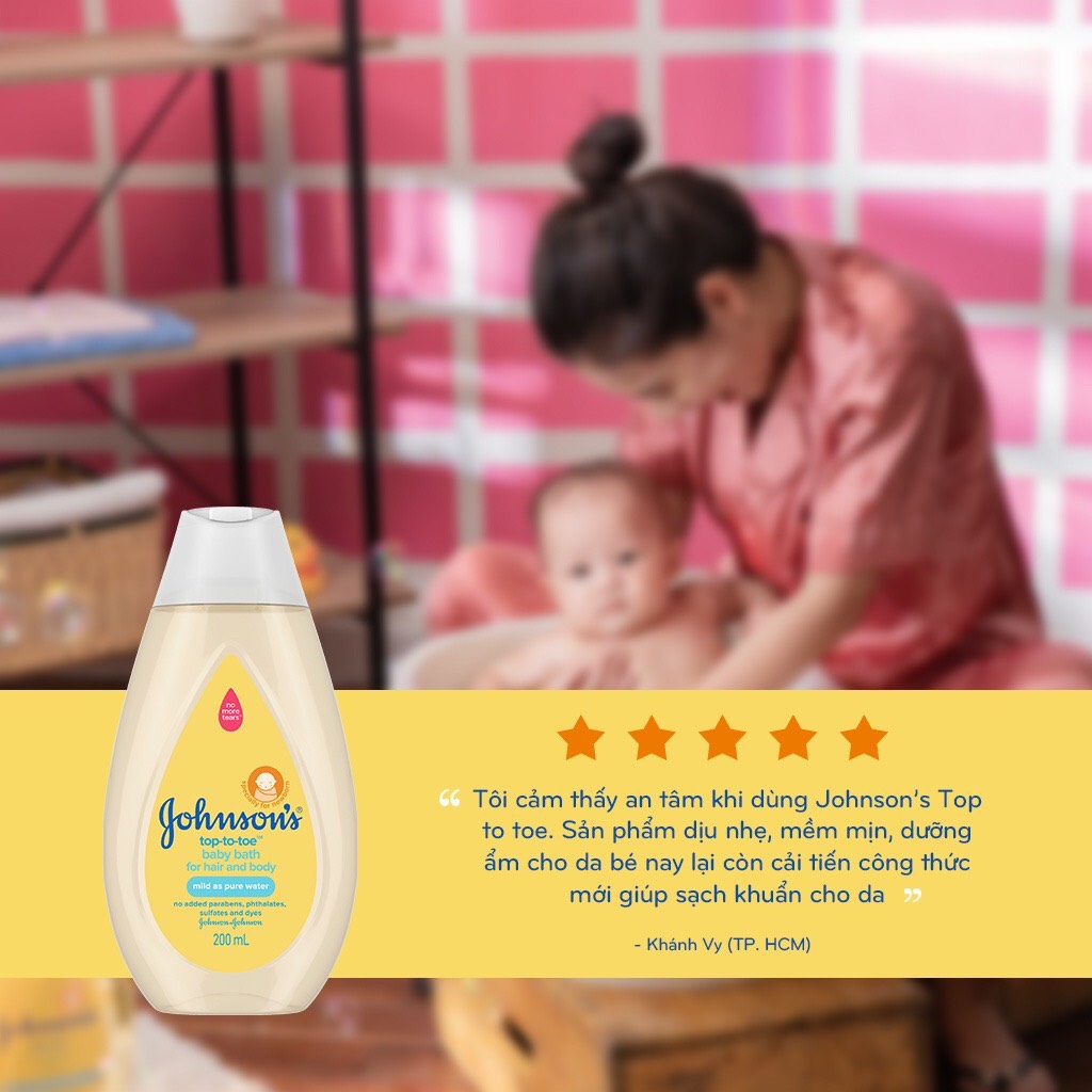 Combo 2 chai sữa tắm gội cho bé top to toe Johnson Baby 200ml và 500ml