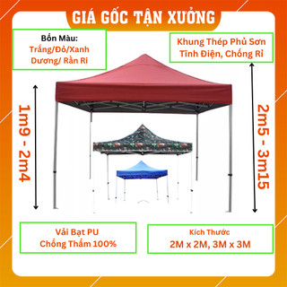 [Rẻ - Rẻ - Rẻ] Nhà Bạt Di Động 3M X 3M Che Nắng, Che Mưa Ngoài Trời, Khung Thép Sơn Tĩnh Điện