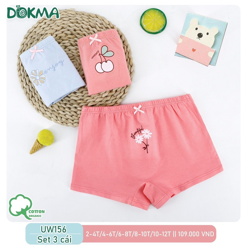 Set 3 quần chip đùi bé gái Dokma UW096 UW156