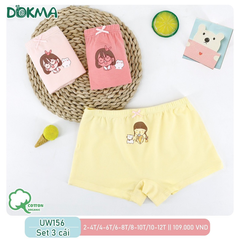 Set 3 quần chip đùi bé gái Dokma UW096 UW156