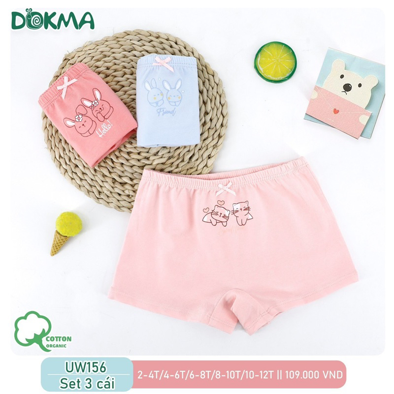 Set 3 quần chip đùi bé gái Dokma UW096 UW156