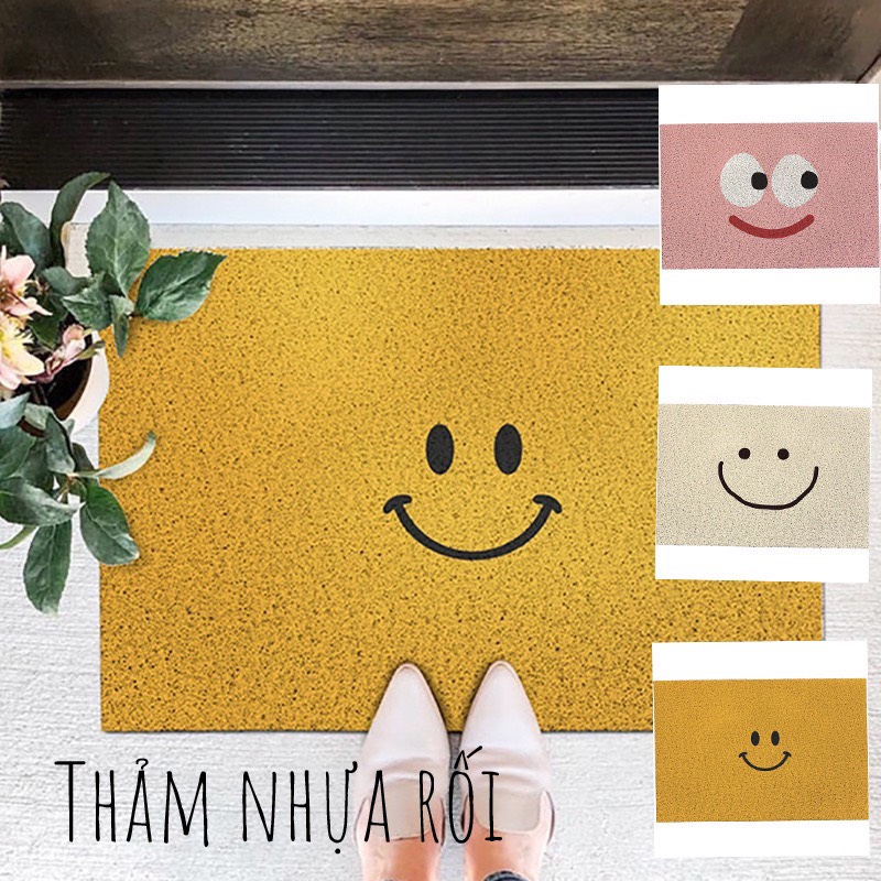 Thảm chùi chân phong cách Hàn Quốc, chất liệu nhựa rối họa tiết RỐI CẢM XÚC gạt bụi dễ dàng