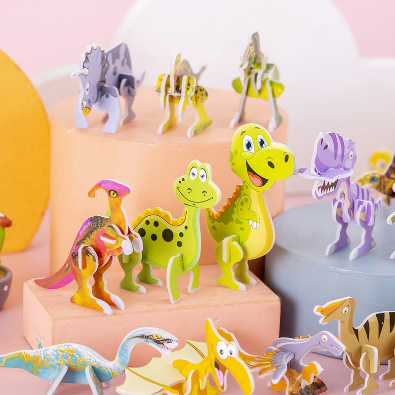 Đồ chơi lắp ghép mô hình 3D giấy khủng long, máy bay, pokemon xe cho bé