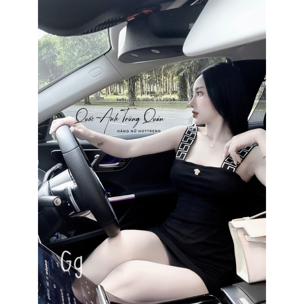 Đầm body nữ thun gân dáng ngắn kiểu 2 dây bản vai trơn xinh xắn