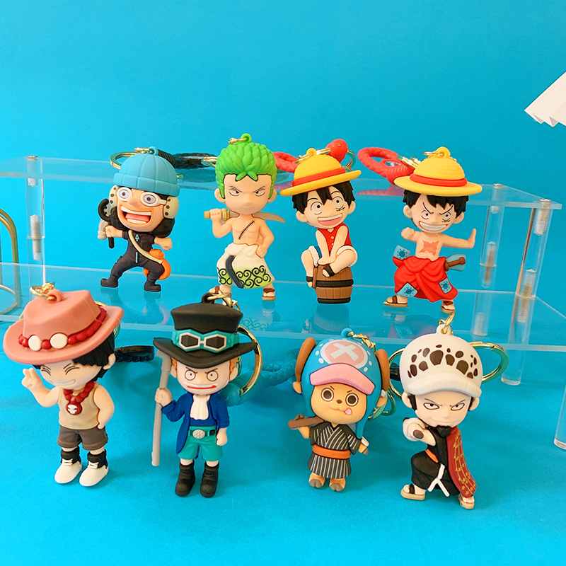 Móc khóa one piece tag dệt, móc cài balo silicon cao cấp