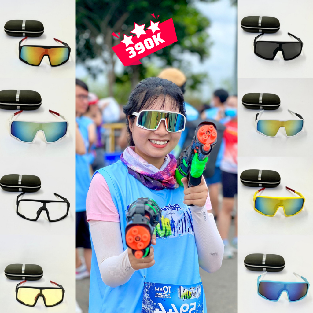 Kính thể thao đạp xe, kính chạy bộ full viền nhiều màu, chống tia UV, chống chói lóa