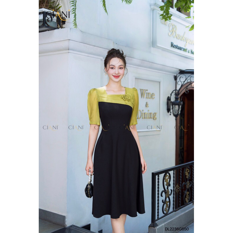 Đầm liền thân đen xoè nhẹ