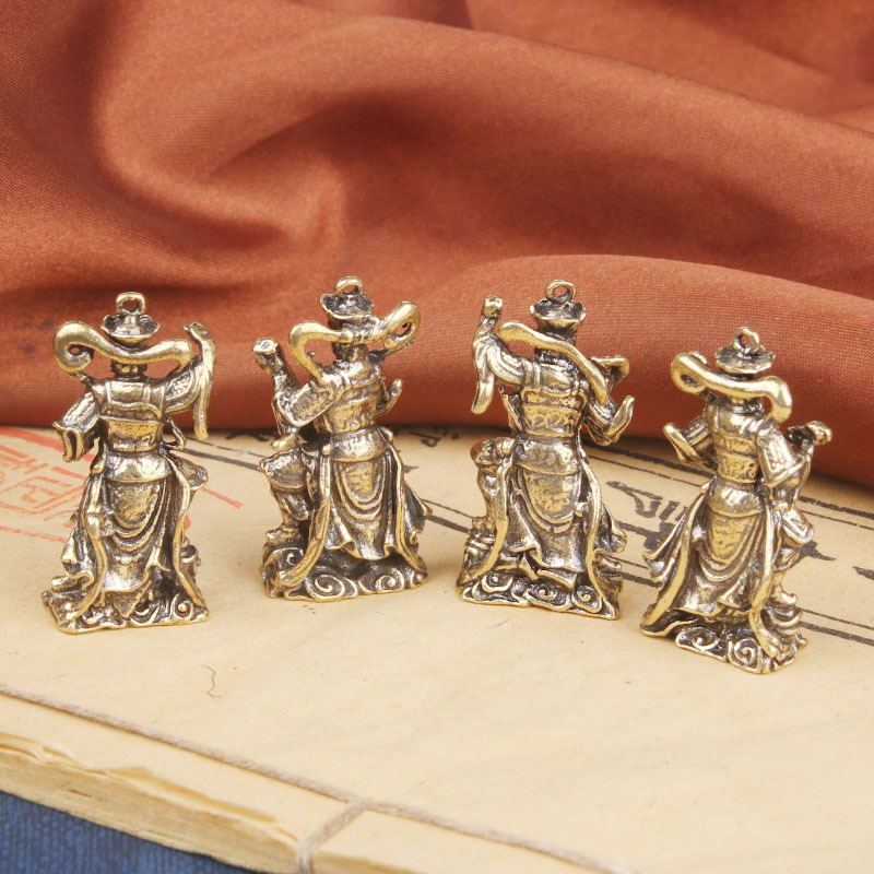 Móc khóa bằng đồng - Hình tứ đại thiên vương - Kích thước 39 x 29 mm - May mắn bền đẹp.