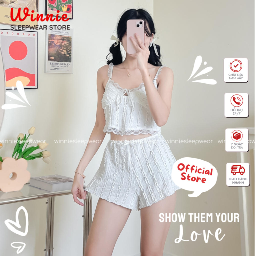 Bộ Đồ Ngủ, Bộ Mặc Nhà 2 Dây Áo Croptop, Vải Cotton Co Dãn 4 Chiều Mềm Mịn Pha Ren Gợi Cảm, Sexy Thoải Mái BNSEHD189