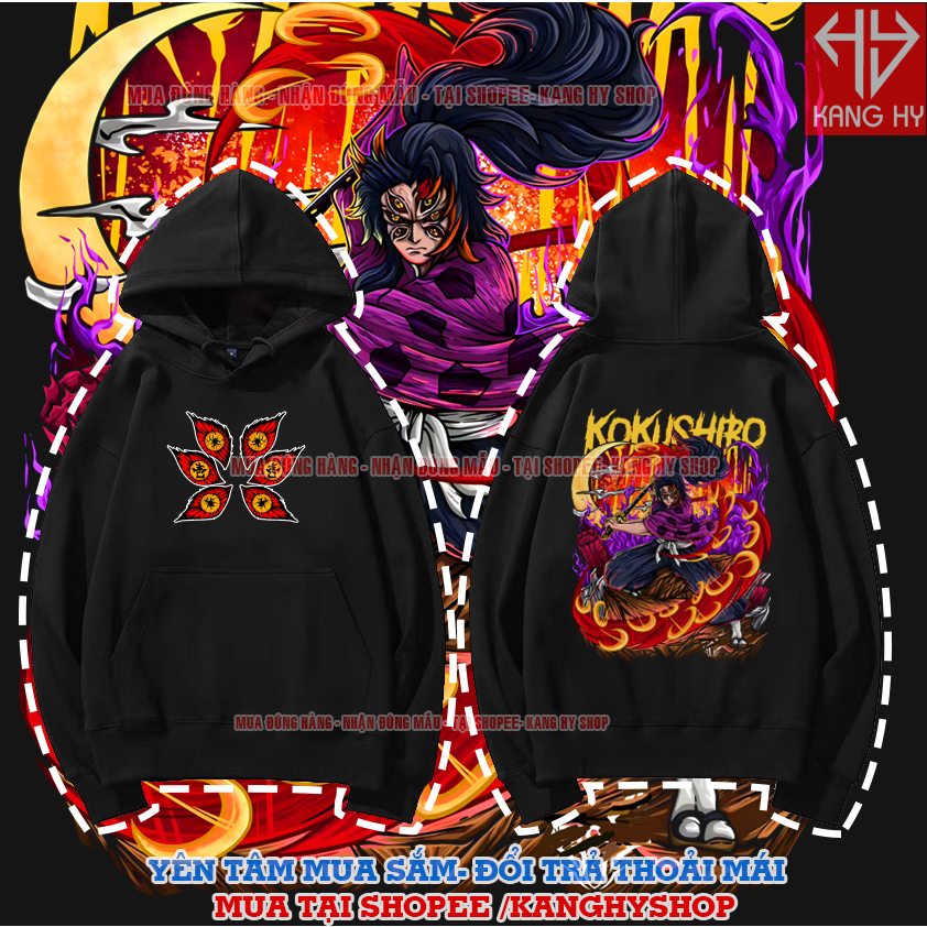 Áo Khoác Hoodie Anime in hình kimetsu no yaiba Thượng Nhất Kokushibou F605