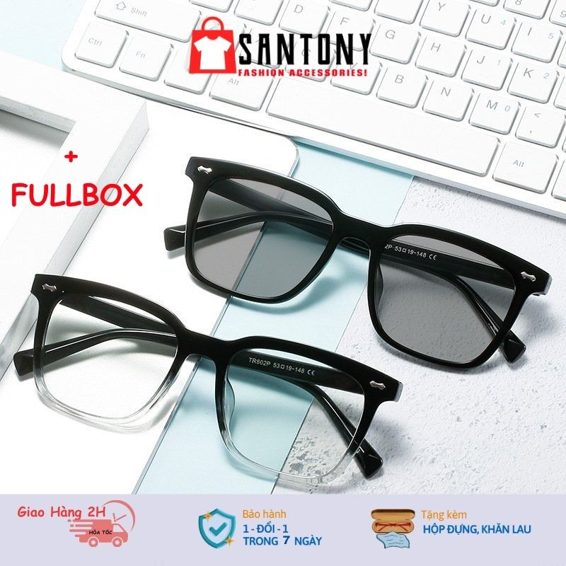 Kính Nam Nữ Chống Ánh Sáng Xanh Mắt Đổi Màu Khi Ra Nắng Thiết Kế Gọng Nhựa TR90 Thời Trang STN18HK2