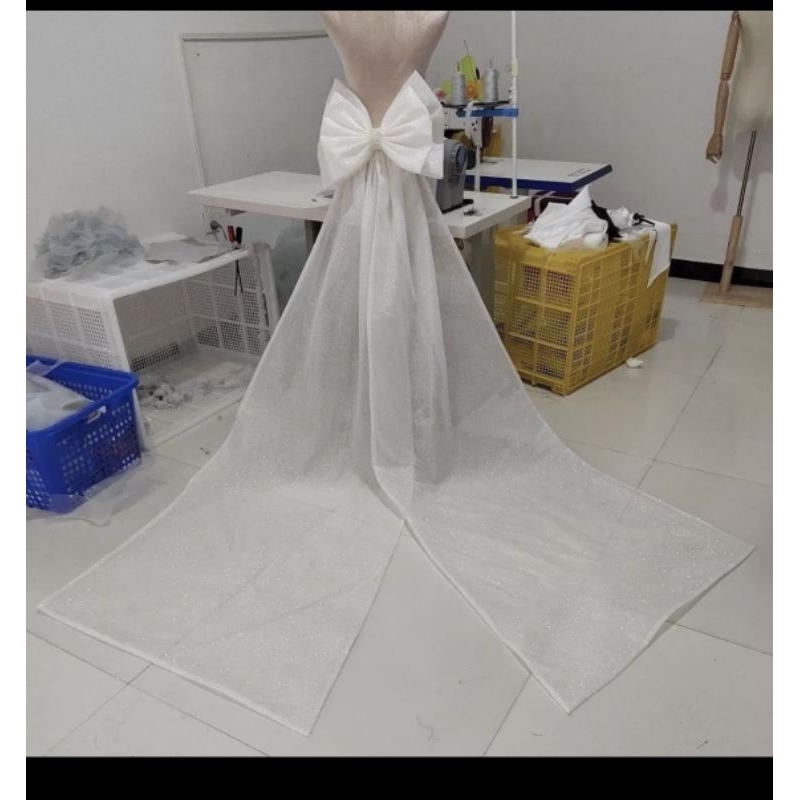 Kéo nơ cô dâu phụ kiện đám cưới váy cưới DIY trang trí lưng trang trí nơ lấp lánh streamer