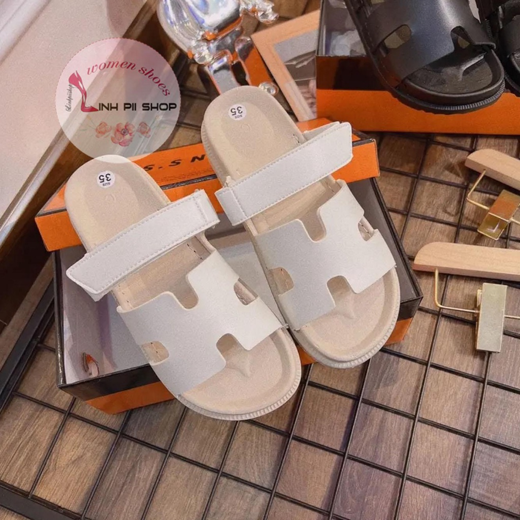 Dép chữ H đế bánh mì 3p bọc da siêu xinh