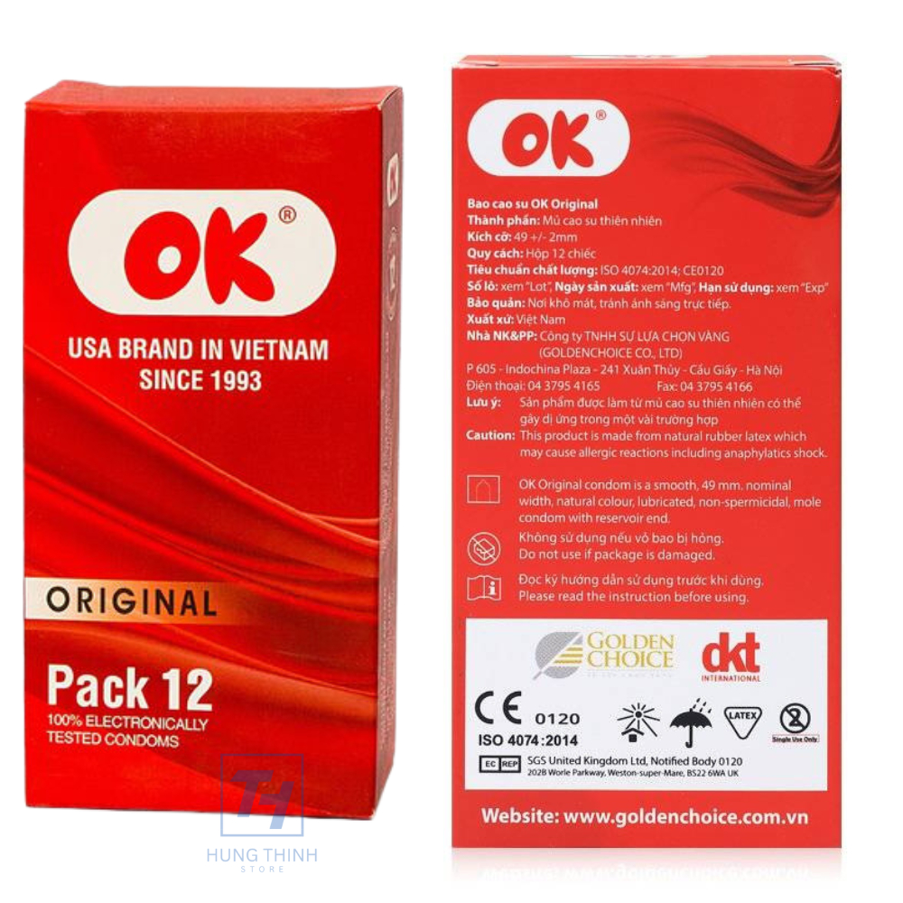Bao Cao Su OK Original không mùi chính hãng Hộp 12 bcs