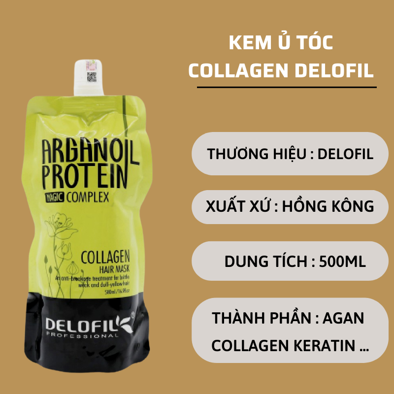 Kem Ủ Tóc Collagen DELOFIL 500ML Phục Hồi Tóc Khô Xơ Hư Tổn Hương Nước Hoa | Centella.official