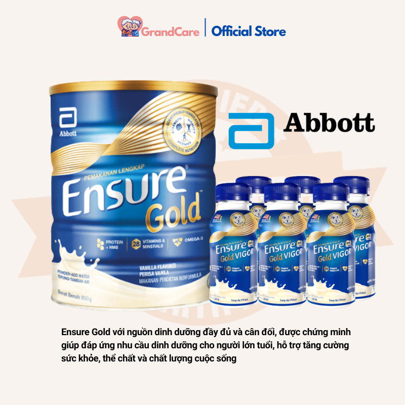 Sữa bột Ensure Gold Abbott (HMB) tăng cường sức khỏe giúp xương chắc khỏe - 400g