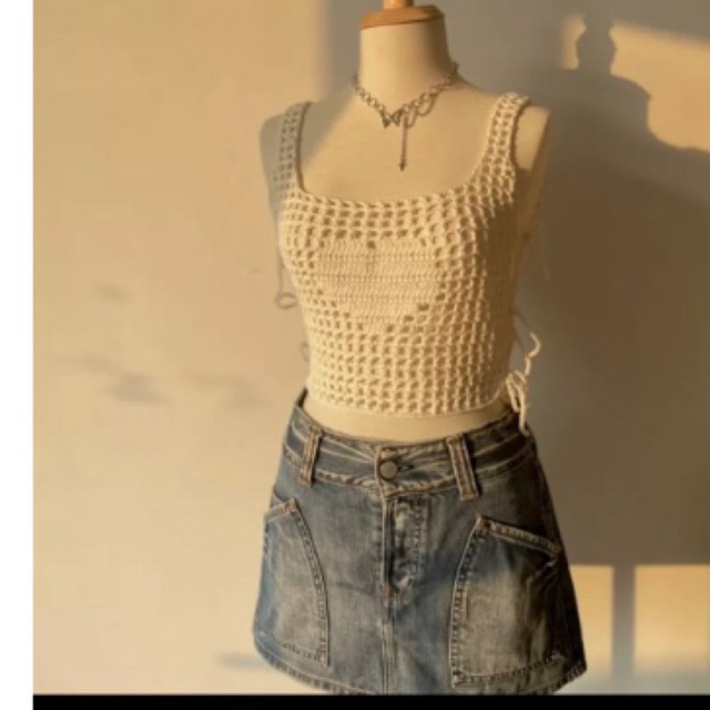 áo lưới trái tim móc len handmade màu tuỳ chọn