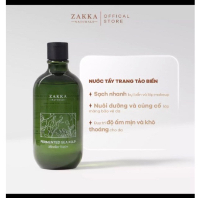Nước Tẩy Trang Zakka Tảo Biển Làm Sạch Sâu Fermented Sea Kelp Micellar Water 500ml