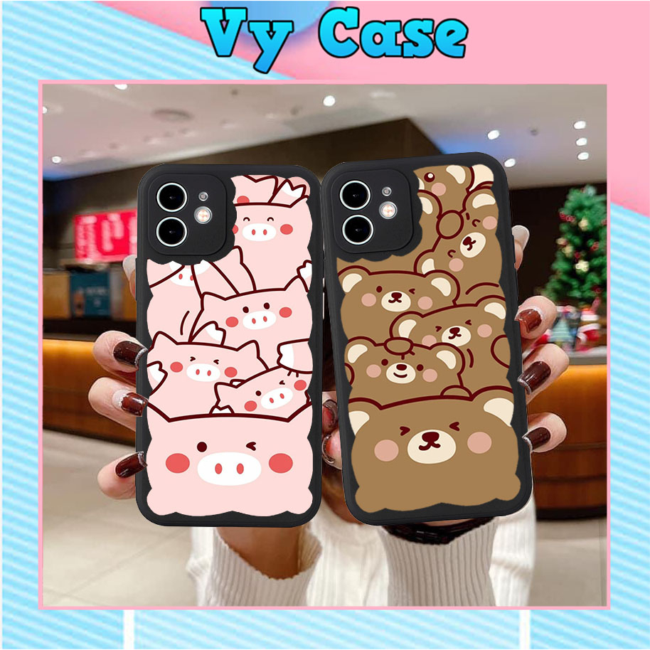 Ốp lưng iphone Black gấu lợn lượn sóng 6s/6splus/7/7plus/8/8plus/x/xs/11/12/13/14/pro/max/promax/plus