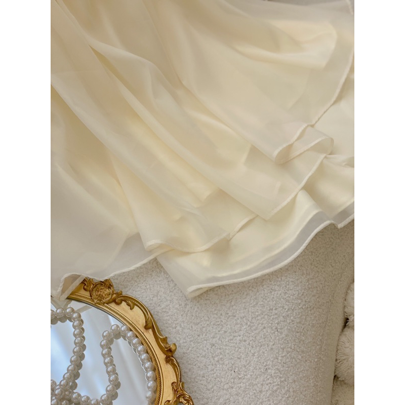 Set voan tơ thiết kế áo babydoll tay tiên