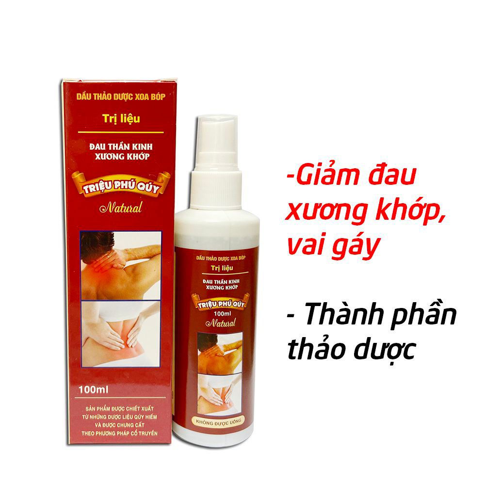 Dầu thảo dược xoa bóp Triệu Phú Quý giảm đau thần kinh đau xương khớp vai gáy phong tê thấp - Chai 100ml