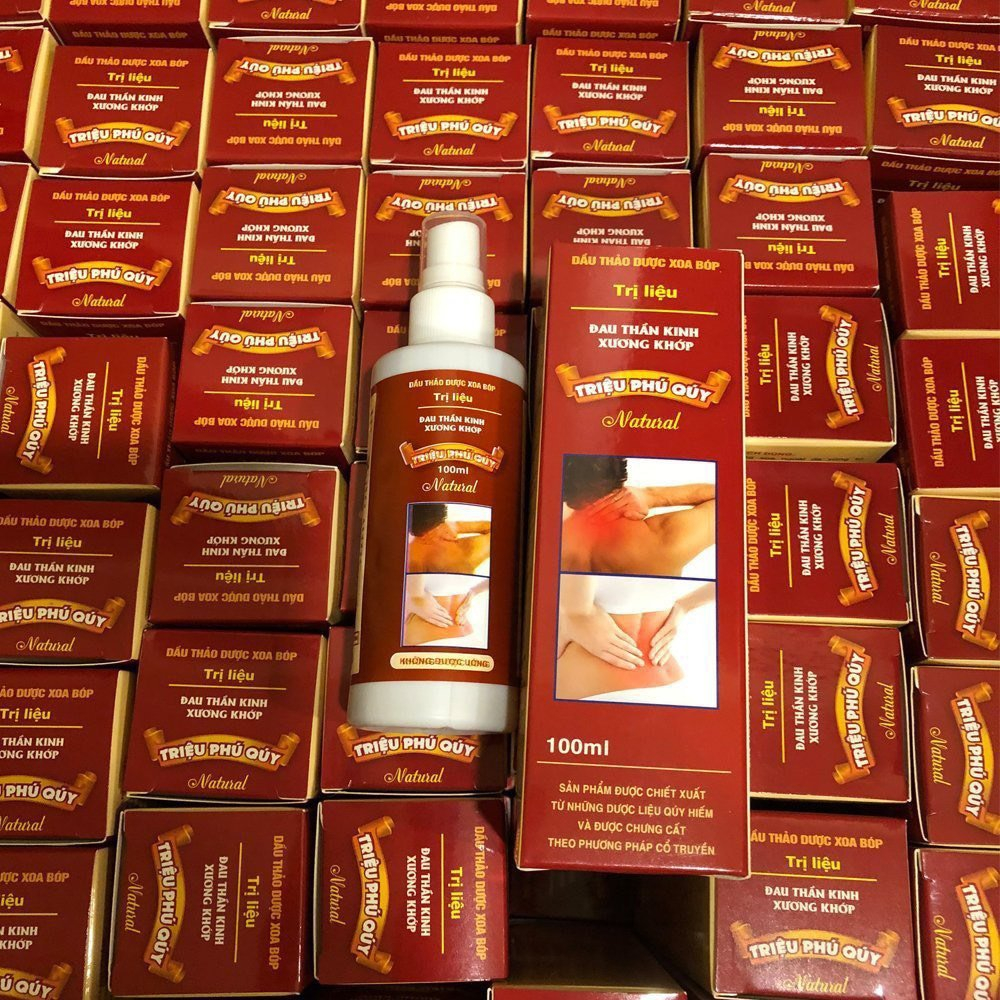 Dầu thảo dược xoa bóp Triệu Phú Quý giảm đau thần kinh đau xương khớp vai gáy phong tê thấp - Chai 100ml