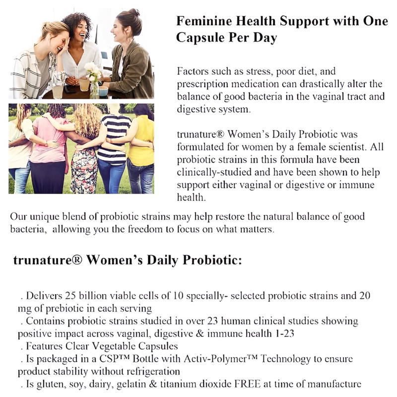 Viên uống men vi sinh cho phụ nữ Women's Daily Probiotic Trunature hộp
