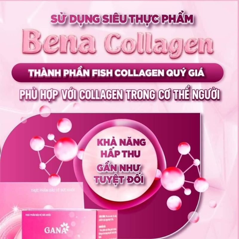 Bena collagen chính hãng giúp da trắng sáng căng bóng mịn màng ( Hộp 30 gói)