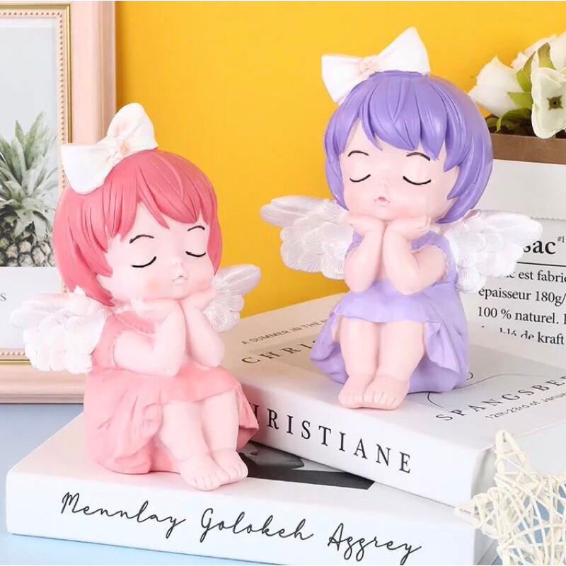 Tượng tô màu Thiên Thần thạch cao hottrend size lớn 15-25cm