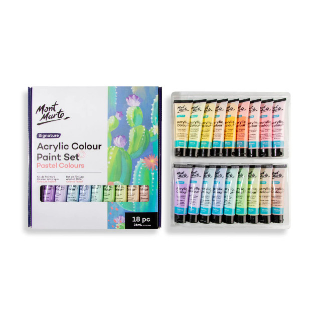 Bộ 18 Màu Pastel Acrylic Mont Marte 36ml MSCP1836 - Tặng Giấy Vẽ