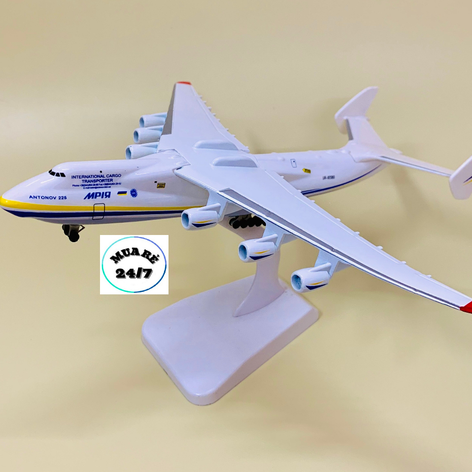 Mô hình máy bay vận tải Antonov Airlines AN225 cao cấp 20cm có bánh xe kèm chân đế