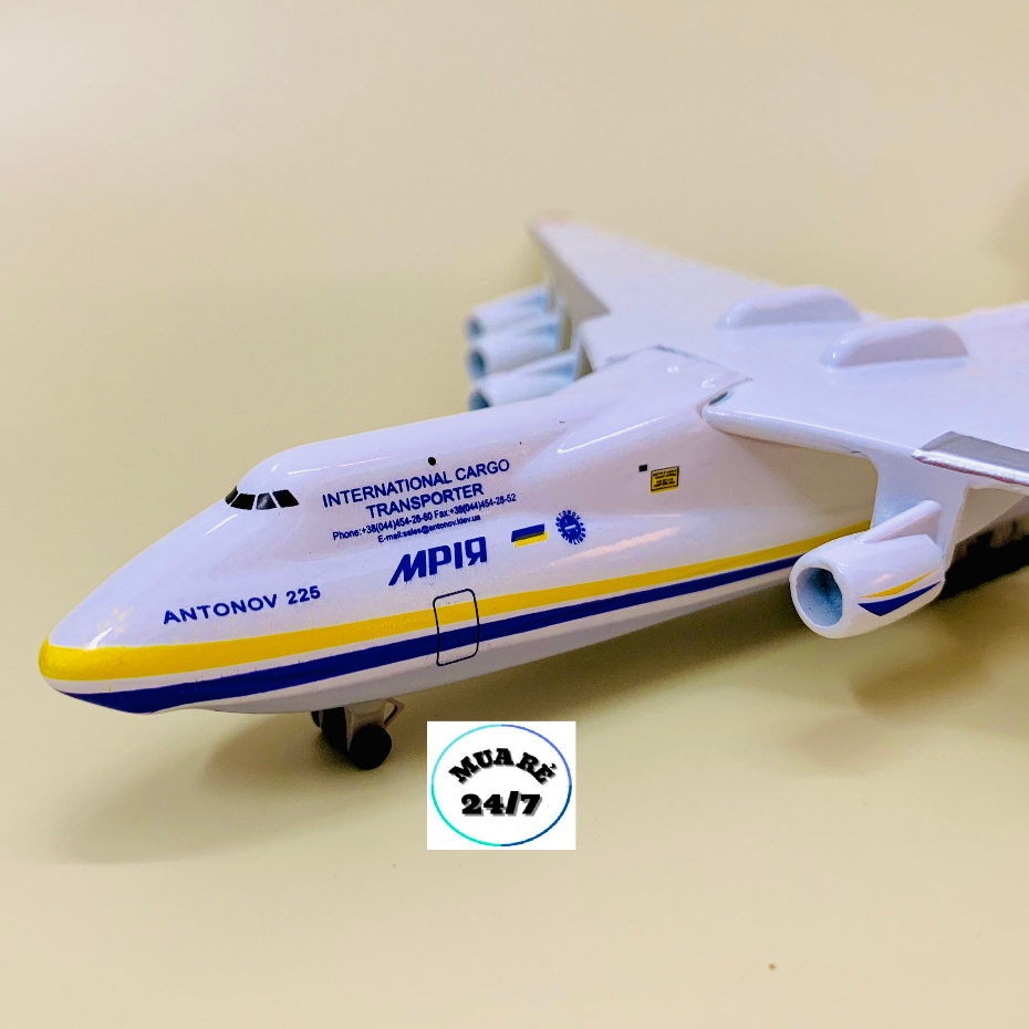 Mô hình máy bay vận tải Antonov Airlines AN225 cao cấp 20cm có bánh xe kèm chân đế