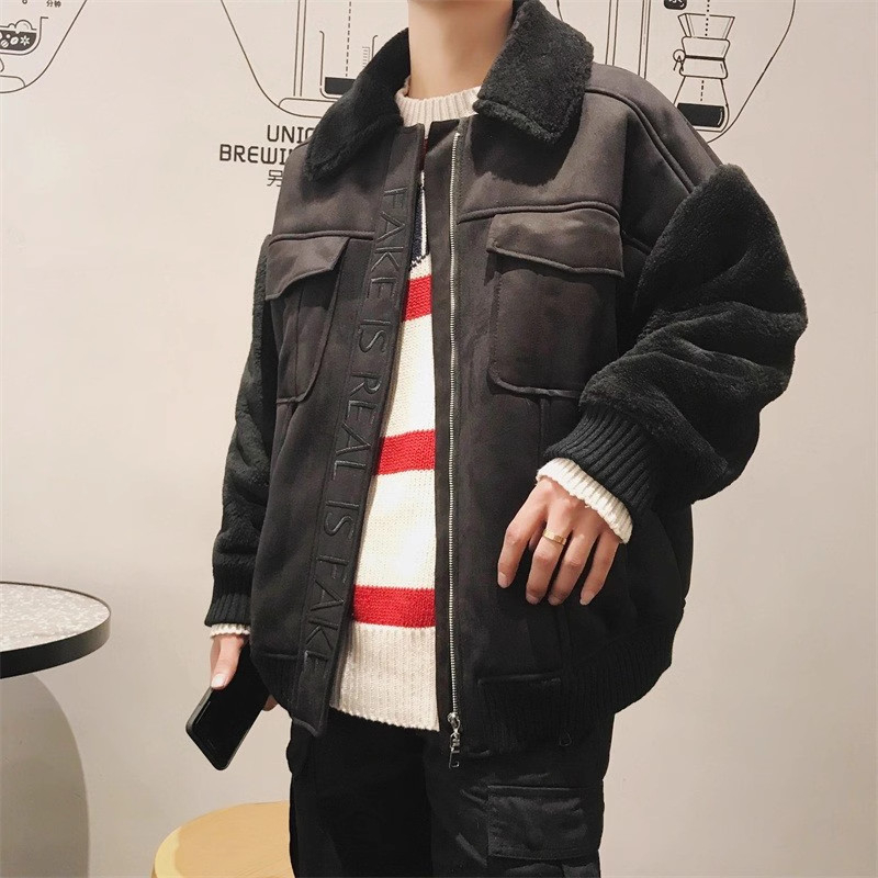 Áo khoác nam da lộn cổ lông hàng cao cấp siêu ấm dày
