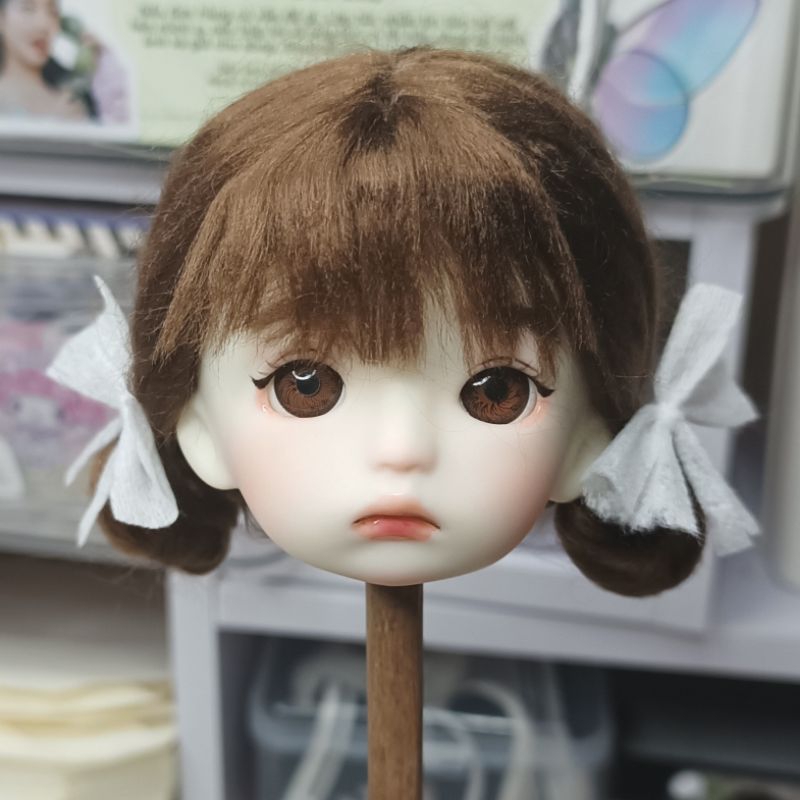 Tóc len 1/6 búp bê bjd 30cm. Wig tóc theo yêu cầu.