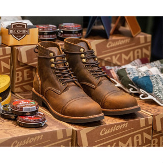  Beckman -  Giày Boot Nam Cổ Cao Da Bò Thật Crazy Horse - BMLO12BO - Giày Da Sáp Phong Cách Workwear 