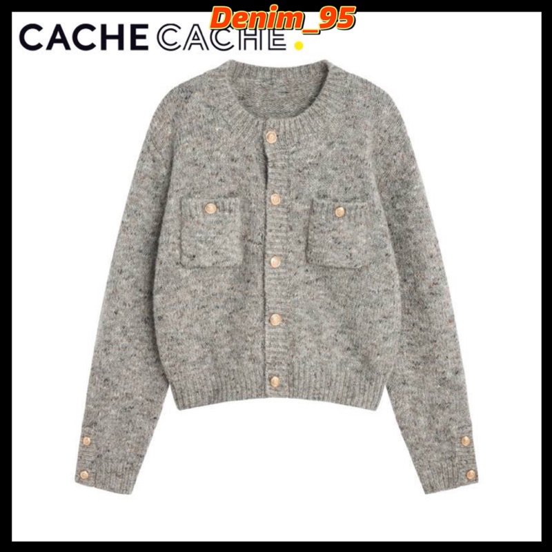 Cadigan xám lông chuột cổ tròn cúc đồng- cache cache