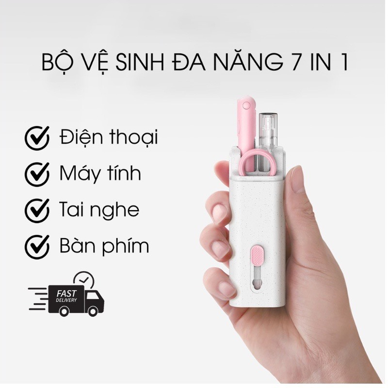 Bộ Dụng Cụ Vệ Sinh Laptop - Máy tính - Bàn Phím - Tai Nghe Airpod Đa Năng 7 in 1 Siêu Nhỏ Gọn