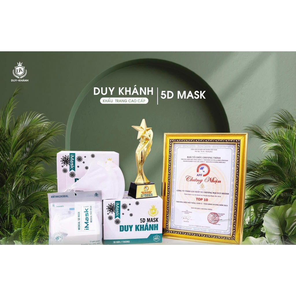 Thùng 100 Cái Khẩu Trang 5D Thái Lan 3 Lớp Kháng Khuẩn Dày Dặn Nhiều Màu