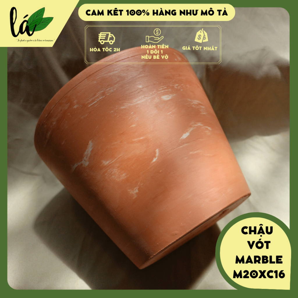 Chậu đất nung vót marble 20cm, chậu trồng cây trong nhà, kiểng lá, decor ban công, nhà cửa, sân vườn