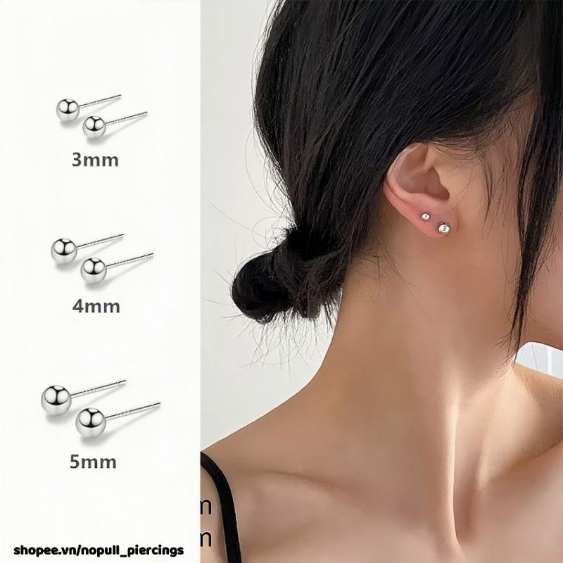 Khuyên Tai Bi Tròn - Khuyên thép y tế - Khuyên tai đơn giản - Khuyên xỏ tai