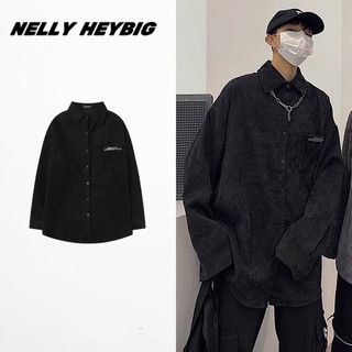 Áo sơ mi len tăm Nelly Heybig tay dài form rộng dành cho nam và nữ 39 30