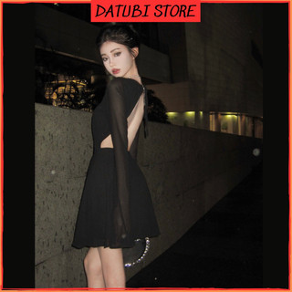 Đầm nữ màu đen ROSE hở lưng sexy DATUBI Váy nữ thiết kế sanh chảnh đi dự tiệc đi chơi siêu hottrend