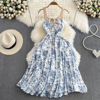 #2974 [Order] Đầm hai dây hoa nhí xanh siêu xinh