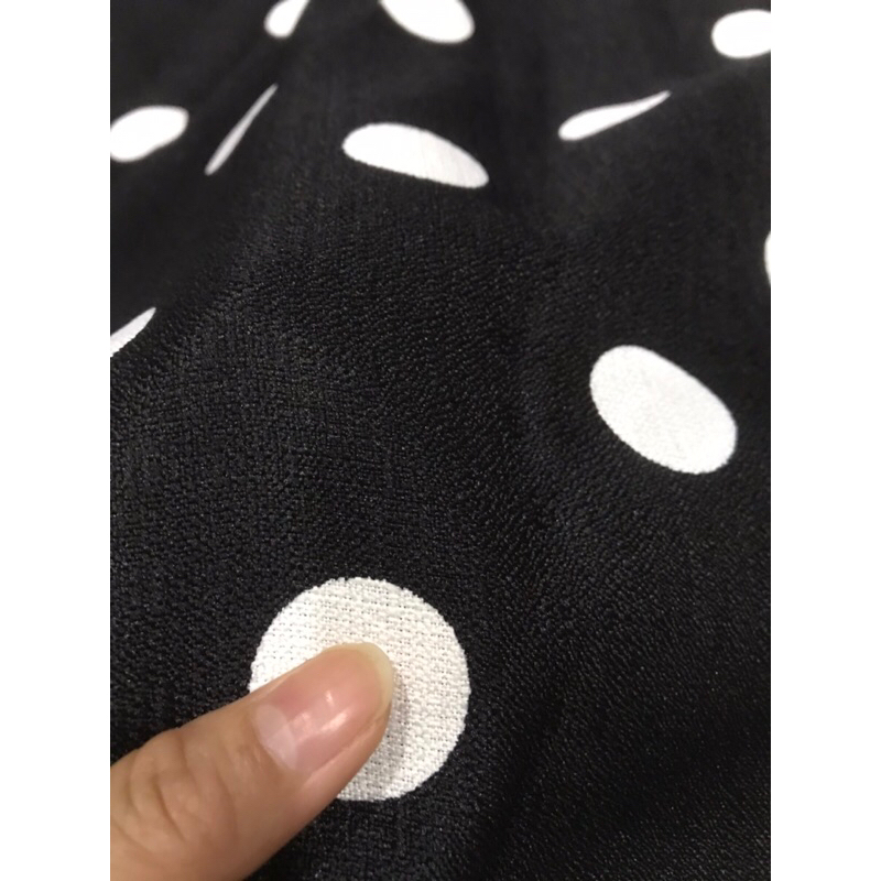 Vải Linen Bố chấm bi dày vừa chất thô form đứng may đầm váy,quần ,thiết kế thời trang